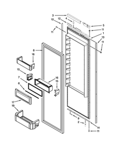 Refrigerator Door Parts Diagram and Parts List for JS42NXFXDW05  Jenn-Air Refrigerator