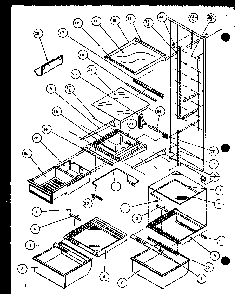 Refrigerator Shelving And Drawers Diagram and Parts List for SZDE27KPL-P1110603WL  Amana Refrigerator