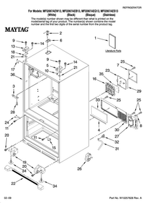 Cabinet Parts Diagram and Parts List for MFI2067AEW13  Maytag Refrigerator
