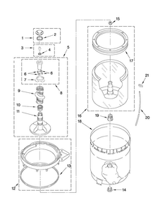 Agitator, Basket And Tub Parts Diagram and Parts List for NTW5100XQ0  Amana Washer