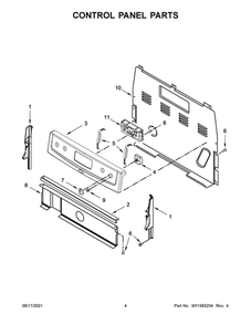 Control Panel Parts Diagram and Parts List for YAER6303MFS3  Amana Range