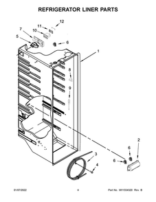 Refrigerator Liner Parts 1 Diagram and Parts List for ASI2575GRB08  Amana Refrigerator