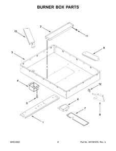 Burner Box Parts Diagram and Parts List for JED4430KB01  Maytag Cooktop