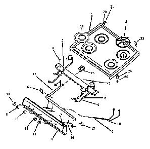 Top & Top Burner Assembly Diagram and Parts List for RBL39AA0,5 ALL Caloric Range
