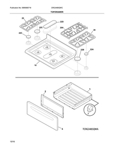 Top/drawer Diagram and Parts List for CRG3485QWC  Crosley Range