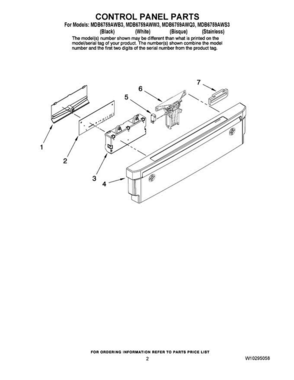 02 - Control Panel Parts Diagram and Parts List for MDB6759AWB3  Maytag Dishwasher