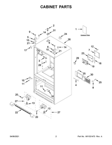 Cabinet Parts Diagram and Parts List for MFI2570FEW04  Maytag Refrigerator