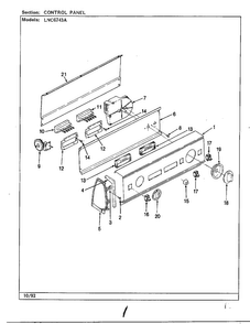 Control Panel Diagram and Parts List for 6743B  Norge Washer