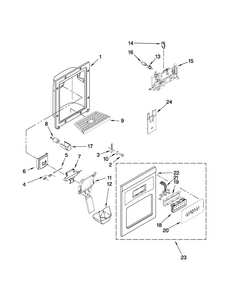 Dispenser Front Parts Diagram and Parts List for MSD2272VES01  Maytag Refrigerator