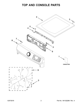 Top And Console Parts Diagram and Parts List for MGD5630HC0  Maytag Dryer