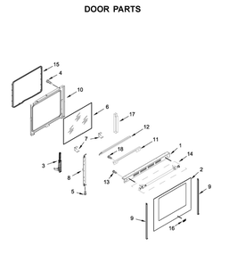 Door Parts Diagram and Parts List for YMER8800FB1  Maytag Range