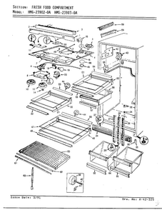 Fresh Food Compartment Diagram and Parts List for 23903-0A  Admiral Refrigerator