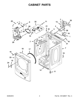 Cabinet Parts Diagram and Parts List for MED8200FC2  Maytag Dryer