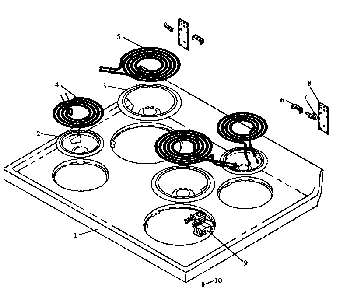 Main Top Diagram and Parts List for EHN3802L P1143207NL Caloric Range