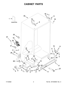 Cabinet Parts 2 Diagram and Parts List for MSS25C4MGB06  Maytag Refrigerator