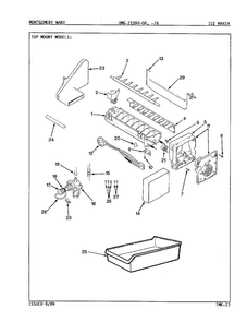 Ice Maker Diagram and Parts List for 21594C  Admiral Refrigerator
