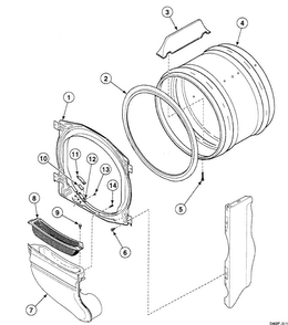 Drum Assy Diagram and Parts List for SSG909QF1124  Speed Queen Dryer