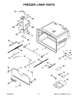 Freezer Liner Parts Diagram and Parts List for MFI2269FRZ03  Maytag Refrigerator