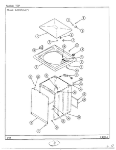Top Diagram and Parts List for 6746A  Norge Washer
