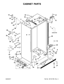 Cabinet Parts Diagram and Parts List for JS48NXFXDE01  Jenn-Air Refrigerator