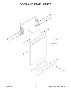 Door And Panel Parts Diagram and Parts List for MDB7959SKZ3  Maytag Dishwasher