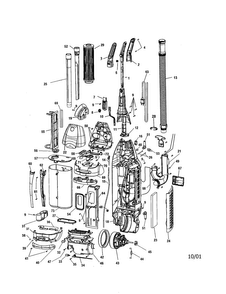 Handle And Housing Diagram and Parts List for U6655-900  Hoover Upright Vacuum