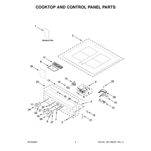 Cooktop And Control Panel Parts Diagram and Parts List for JPIFC730RM00  Jenn-Air Range