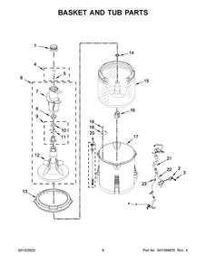 Basket And Tub Parts Diagram and Parts List for NTW4516FW4  Amana Washer