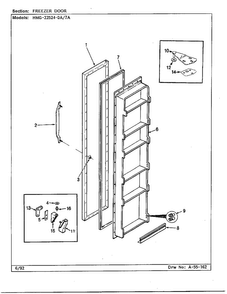 Freezer Door Diagram and Parts List for 22524-7A  Admiral Refrigerator