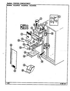 Freezer Compartment Diagram and Parts List for RC224PDK DS33A Magic Chef Refrigerator