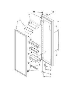 Refrigerator Door Parts Diagram and Parts List for JCD2395WES00  Jenn-Air Refrigerator