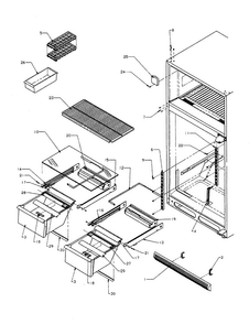 Cabinet Shelving Diagram and Parts List for TA18R3-P1181705WW  Amana Refrigerator