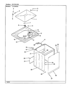 Exterior Diagram and Parts List for 6643A REV D Norge Washer