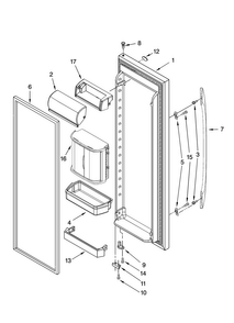 Refrigerator Door Parts Diagram and Parts List for MSD2576VEW00  Maytag Refrigerator