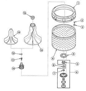 Agitator Assy Diagram and Parts List for SWT621LC  Speed Queen Washer