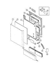 Door Diagram and Parts List for JDB3010AWB  Jenn-Air Dishwasher