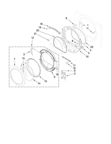 Door Parts Diagram and Parts List for MEDE500VW1  Maytag Dryer