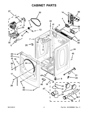 03 - CABINET PARTS Diagram and Parts List for YMED6000XR0  Maytag Dryer