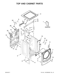 Top And Cabinet Parts Diagram and Parts List for MHW5100DW0  Maytag Washer