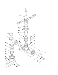Pump And Spray Arm Parts Diagram and Parts List for ADB1000AWS1  Amana Dishwasher