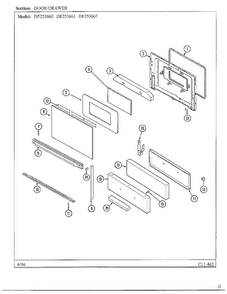 Door/drawer Diagram and Parts List for DF253660  Magic Chef Range