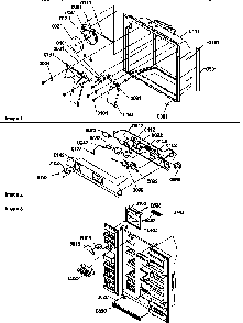 Ice & Water Cavity, Electronic Bracket,& Toe Grille Diagram and Parts List for SSD21SL-P1193908WL  Amana Refrigerator