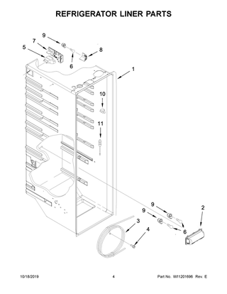 Refrigerator Liner Parts Diagram and Parts List for ASI2575GRS00  Maytag Refrigerator