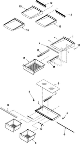 Refrigerator Shelving Diagram and Parts List for ABB2522FES0  Amana Refrigerator
