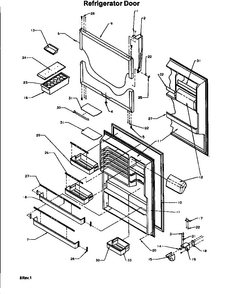 Refrigerator Door Diagram and Parts List for TA18S2W-P1194501WW  Amana Refrigerator