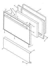 Oven Door And Decorative Panel Diagram and Parts List for ARR3100W-P1143681NW  Amana Range