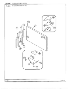 Freezer Outer Door Diagram and Parts List for HMG211490  Admiral Refrigerator