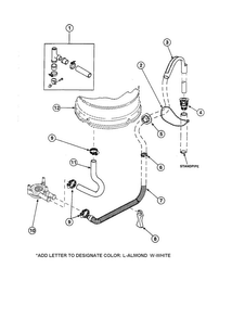 Drain Hose And Siphon Break Diagram and Parts List for CW8413W2-PCW8413W2B  Crosley Washer