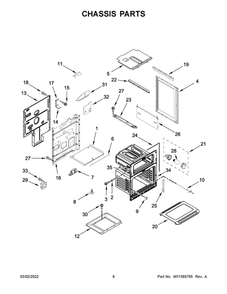 Chassis Parts Diagram and Parts List for MGT8800FZ05  Maytag Range