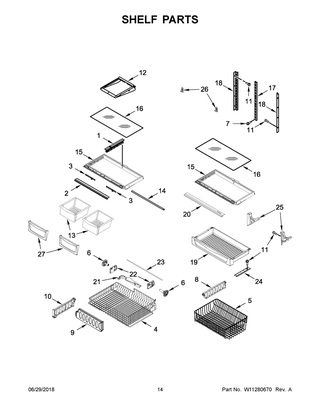 Shelf Parts Diagram and Parts List for MBF2258FEZ02  Maytag Refrigerator